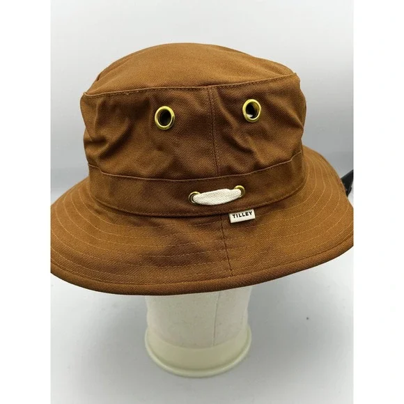 NWT Tilley The Iconic T1 Dk Camel Brown Bucket Hat - Size 7 - Made In Canada Tilley The Iconic T1 Bucket - Dark Camel – Hats By The Hundred main image 2